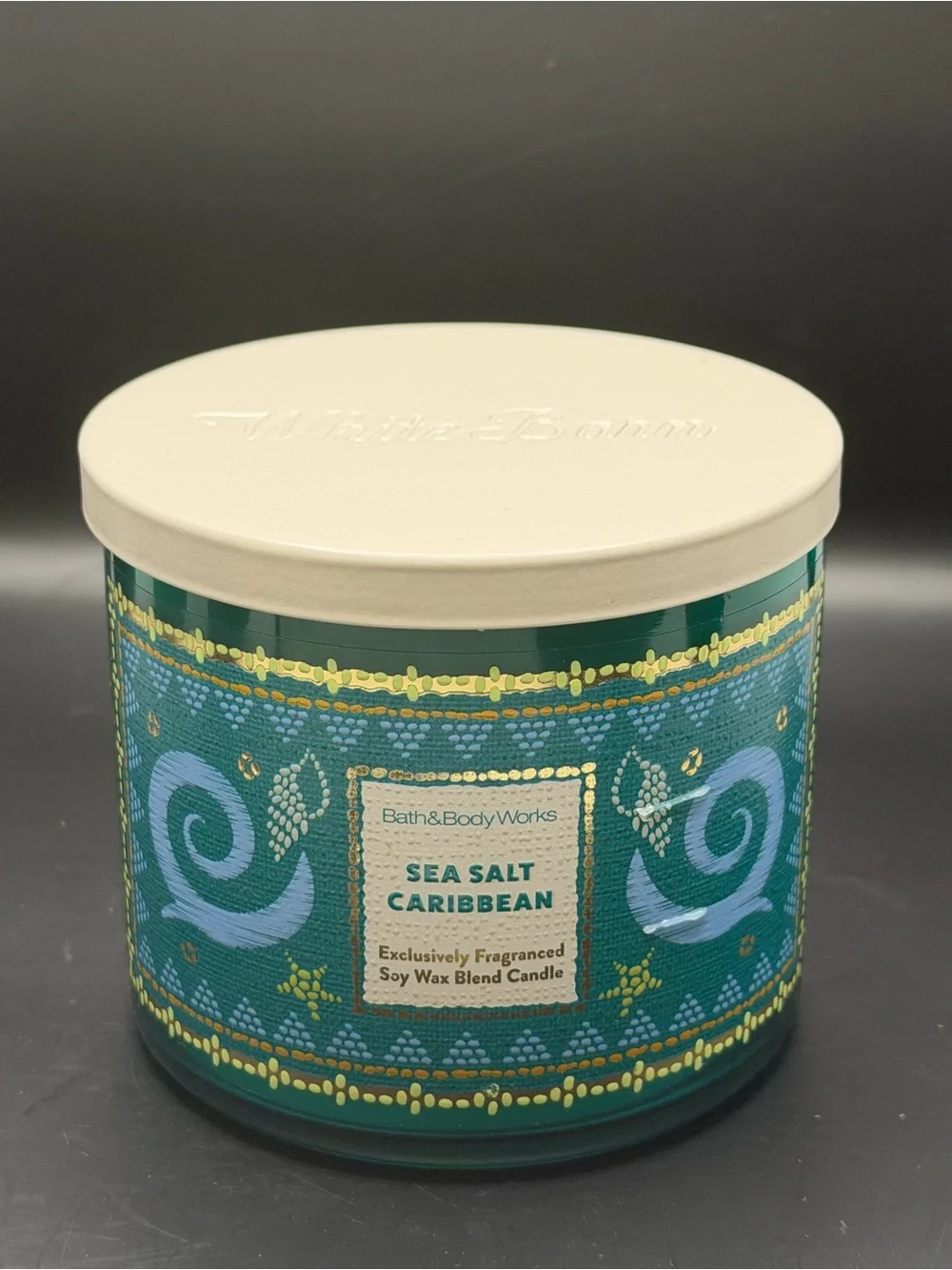 Bath & Body Works Sea Salt Caribbean Candle - Teal & Gold